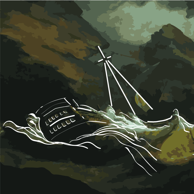 Shipwreck painting sticker