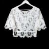 White peacock feather lace top