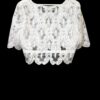 Back of white peacock feather lace top